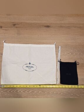 2 Prada Drawstring Dust Bag/ jewelry Pouch and ribbon White/dark Blue Cotton